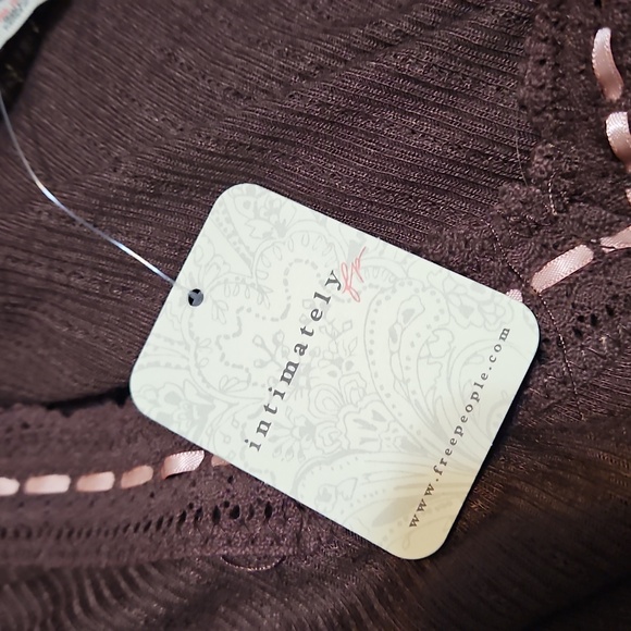 NWT Free People Only You Brown Long Sleeve Ribbon Laced Top - Picture 10 of 11